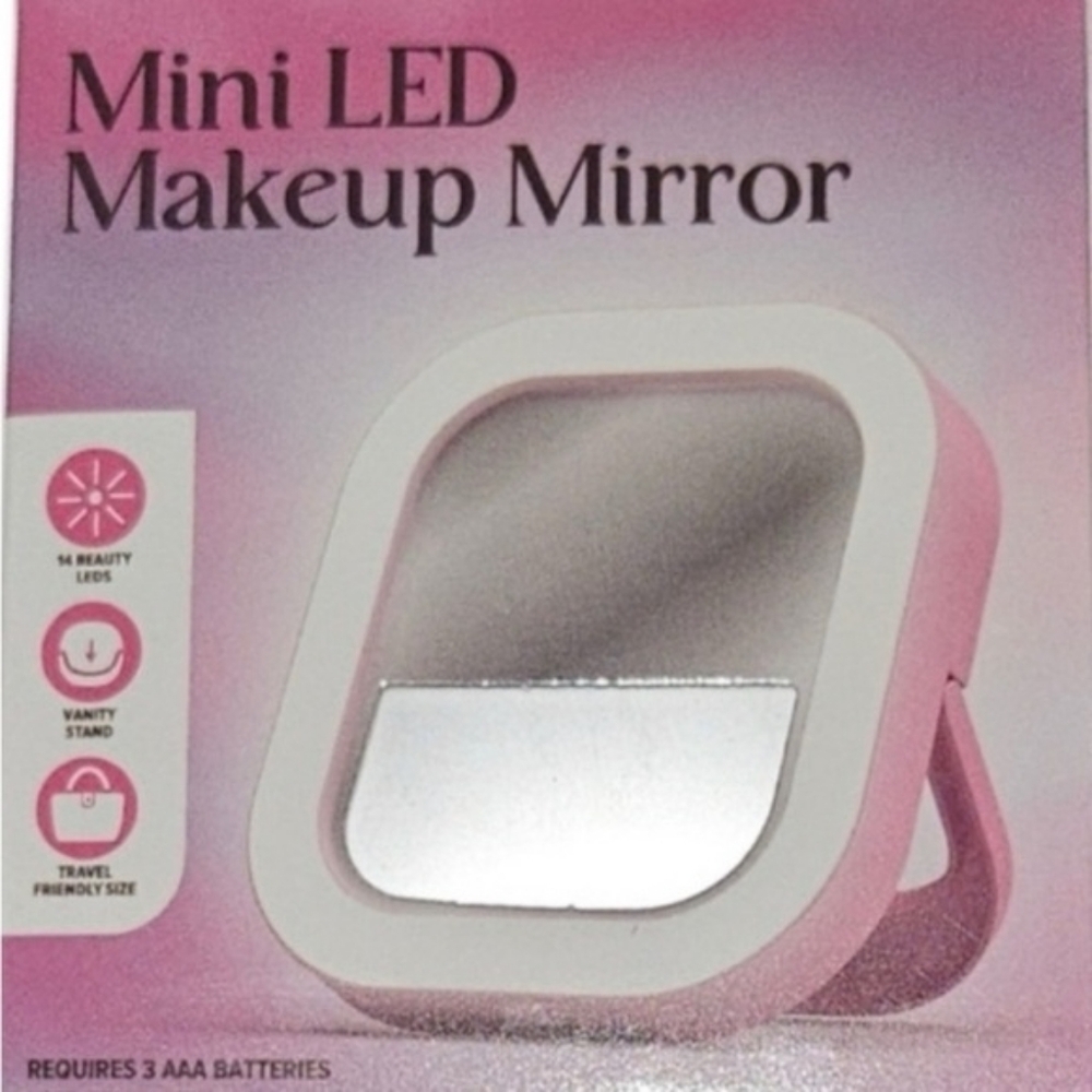 🐆Mini LED Makeup Mirror - Pink - Picture 1 of 3